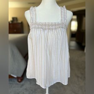 𝅺BANANA Republic Striped Embroidered Smocked Tank Top, Size PS